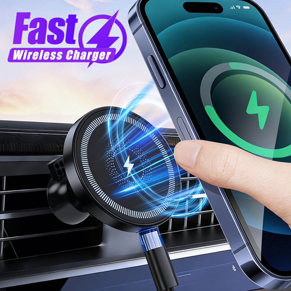 Wireless Car Charger Mount Fast Charging - Manyetik Kablosuz Araç Şarj Cihazı Havalandırma