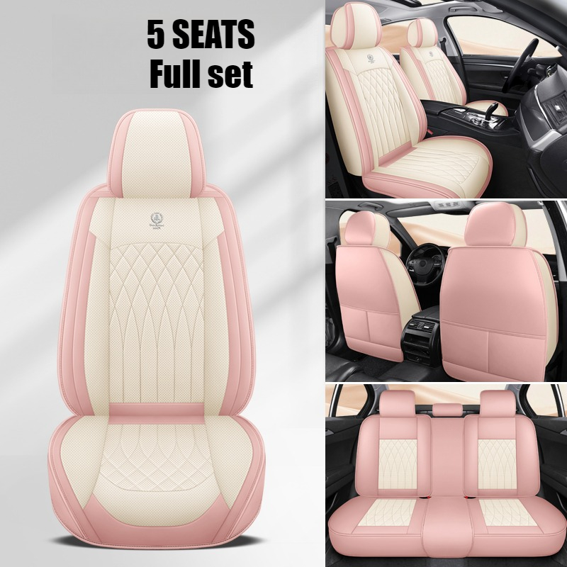 Leather Car Seat Covers Full Set Universal - Kadınlar ve Erkekler için 5 Kişilik