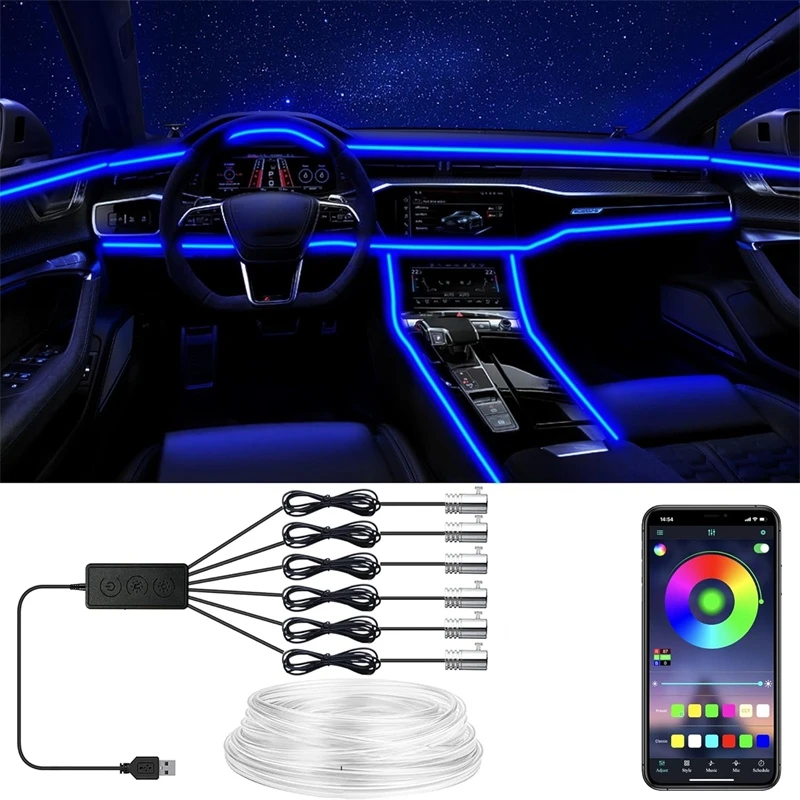 Led Ambient Interior Car Lights App Control - Uygulama Kontrollü Esnek EL Tel Işıklar