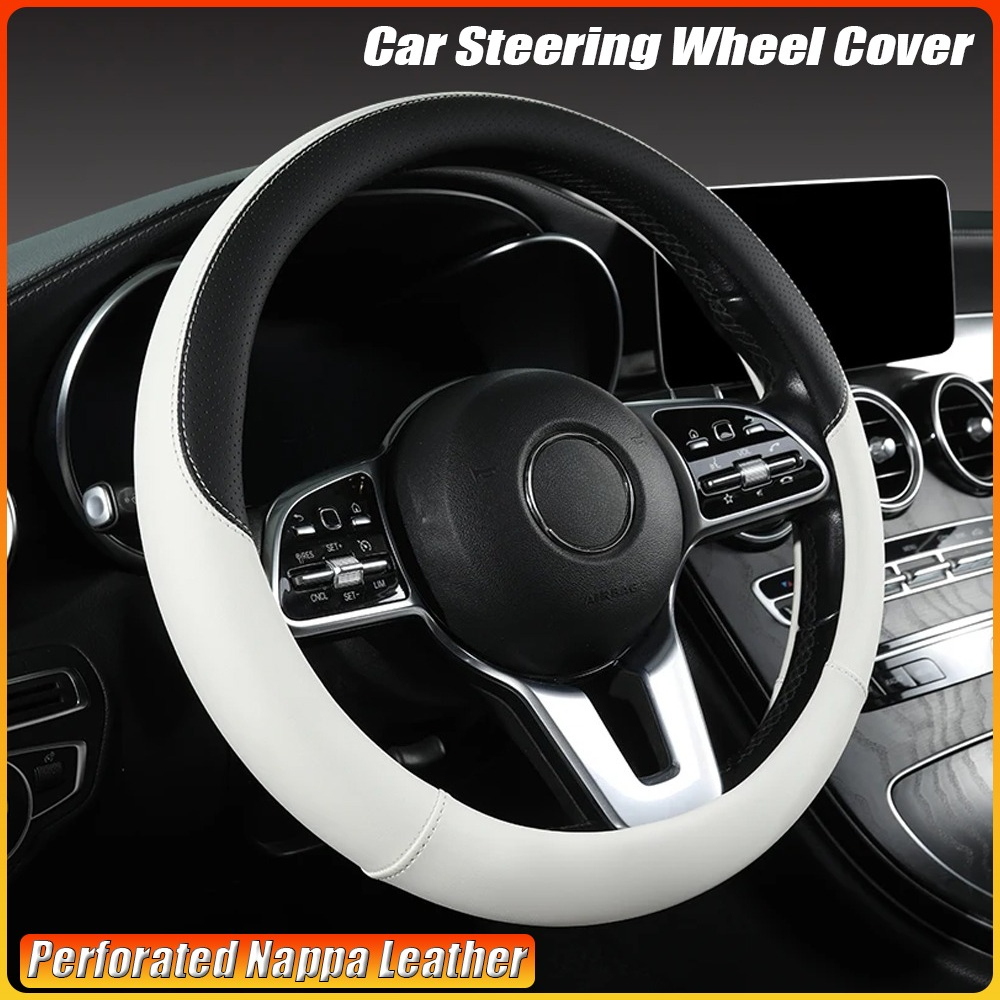 Car Steering Wheel Cover Anti Slip Breathable - Delikli Nappa Deri Araba Direksiyon Kapağı