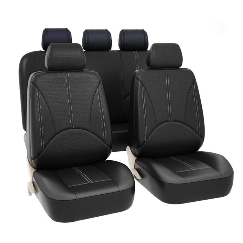 Leather Car Seat Covers Full Set Universal - Evrensel Siyah PU Deri Araba Koltuk