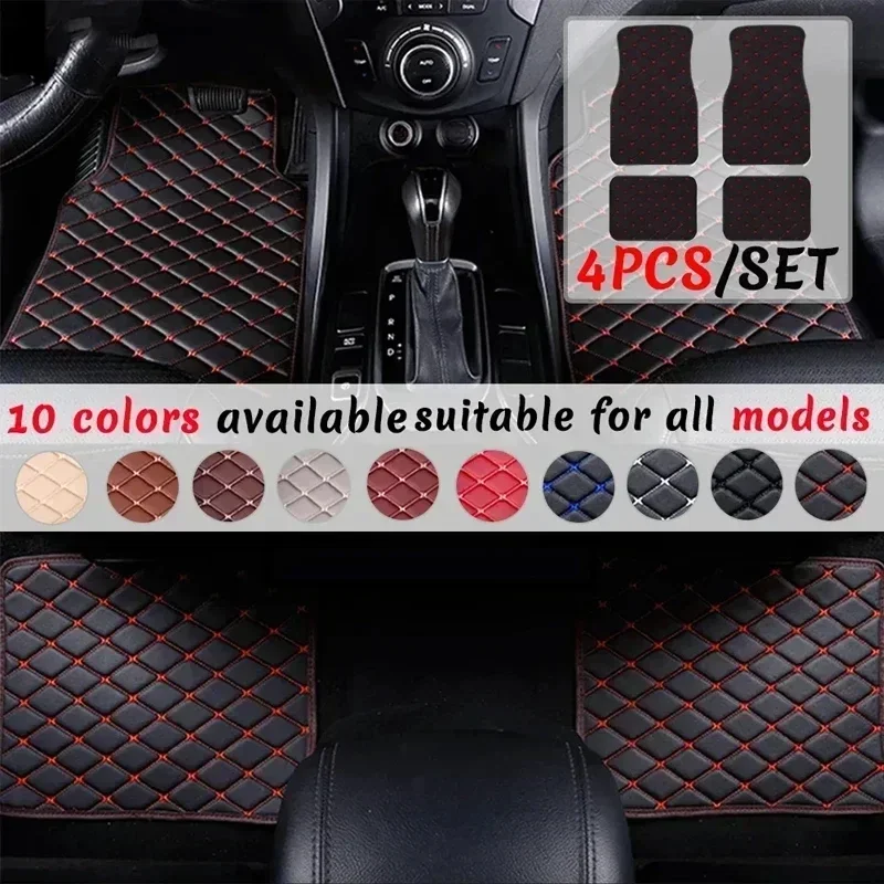 4 adet evrensel PU deri araba  - Car Floor Mats Universal Waterproof Leather incelemesi ve fiyatı