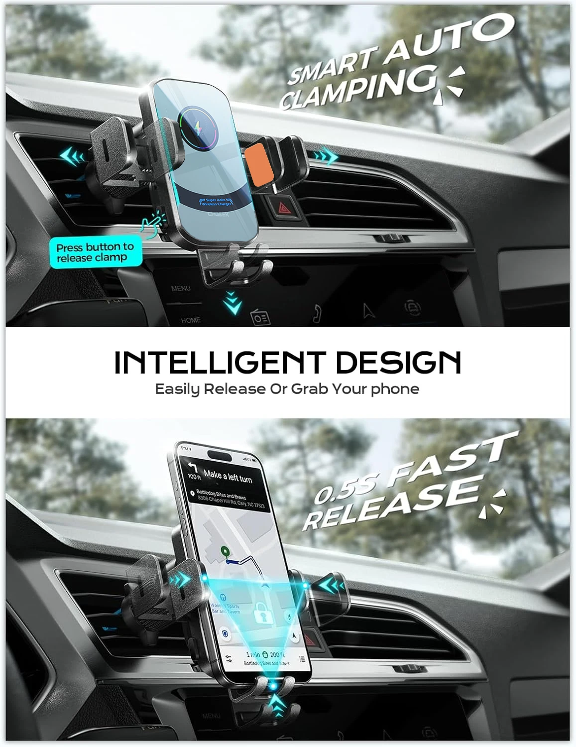UYUXIO kablosuz araç şarj ciha - Magnetic Phone Holder For Car Vent incelemesi ve fiyatı