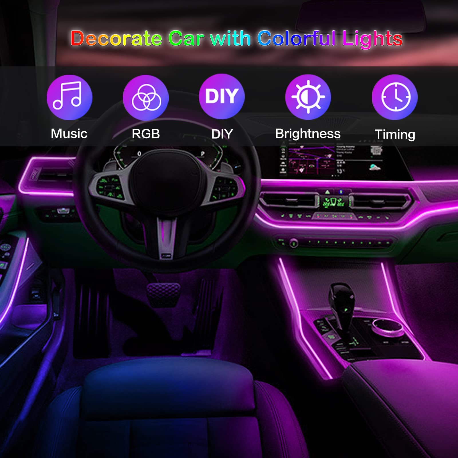 LED araç İç ortam şerit işıkla - Led Ambient Interior Car Lights App Control incelemesi ve fiyatı