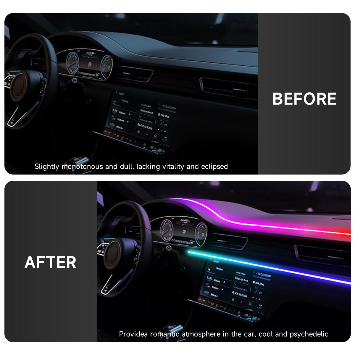 Araba LED ortam ışığı USB 64 r - Led Ambient Interior Car Lights App Control incelemesi ve fiyatı