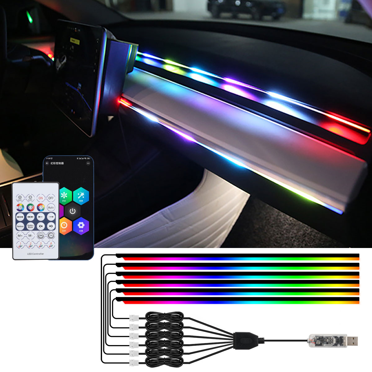 6/10 in1 Araba Led Ortam Işıkl - Led Ambient Interior Car Lights App Control incelemesi ve fiyatı