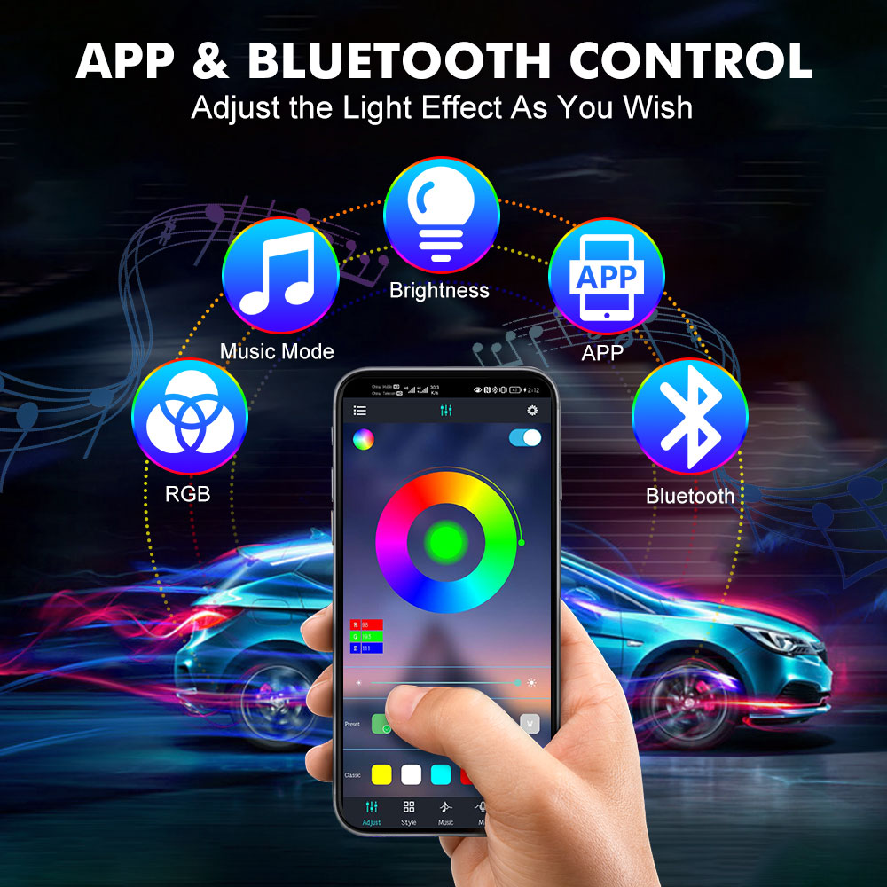 Neon LED İç Araba Işık APP Müz - Led Ambient Interior Car Lights App Control incelemesi ve fiyatı